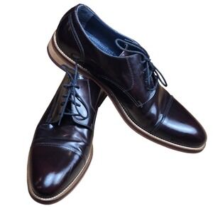Johnson & Murphy Mens Burgundy Cap Toe Oxford Dress Shoes Size 11  Made in Italy